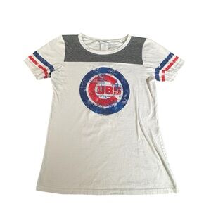 Chicago Cubs Women’s Large T-Shirt Campus Lifestyle MLB Distressed Logo Tee 2013